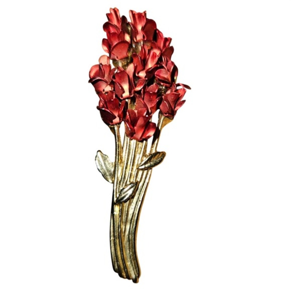 Red Rose Gold Brooch Gold Plated Danbury‎ Mint DM97 Vintage Avon